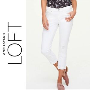 NWT Loft White Denim Crop Capri Jeans size 14